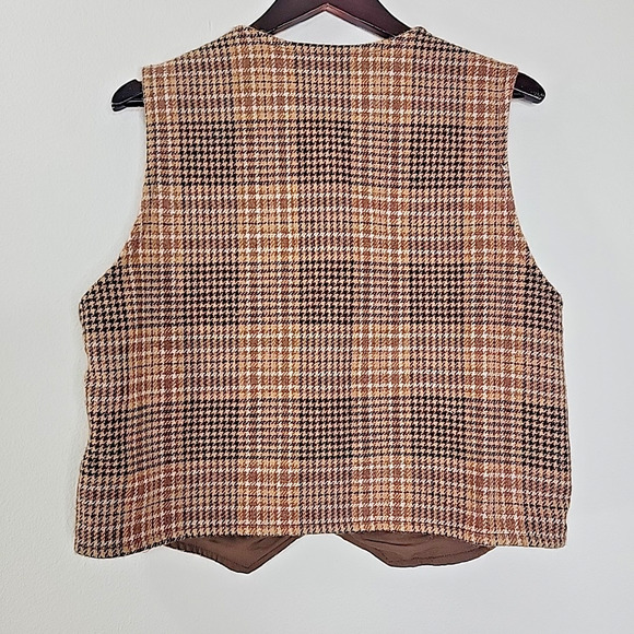 Dress Barn Wool Blend Embroidered Fall Vest Women’s Large Brown Plaid Floral - Picture 6 of 8